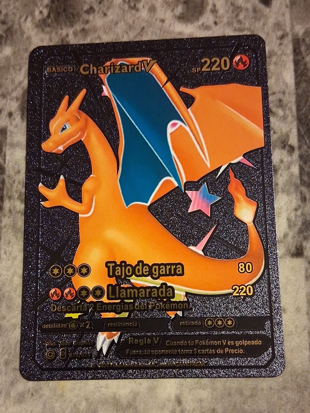 Charizard V Holo Rare Card - Orange & Blue